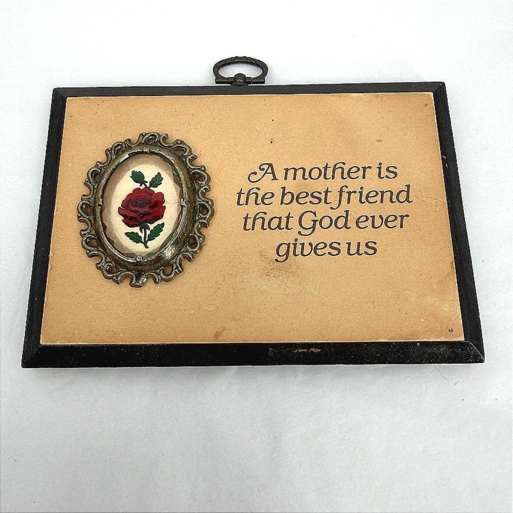 VTG Rose Cameo‎ Mother Quote Plaque Vintage Wall Decor Inscribed Paula Brand